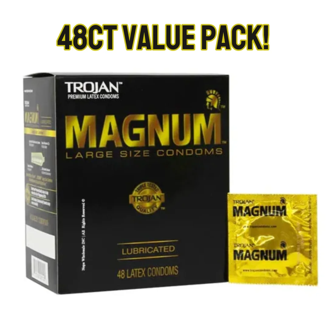 Trojan Magnum Condoms 48 Count Tub – Large Size Latex Condoms for Men – Lubricated, Premium Quality for Comfort & Protection – Health & Hygiene Essentials