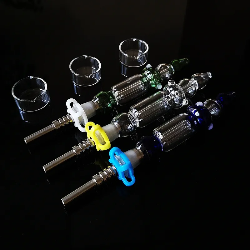 4" Mini Nectar Collector – Black Glass Dab Straw with Titanium Tip | Portable Concentrate Pipe for Wax & Oils | Heat-Resistant Borosilicate Glass | Travel-Friendly