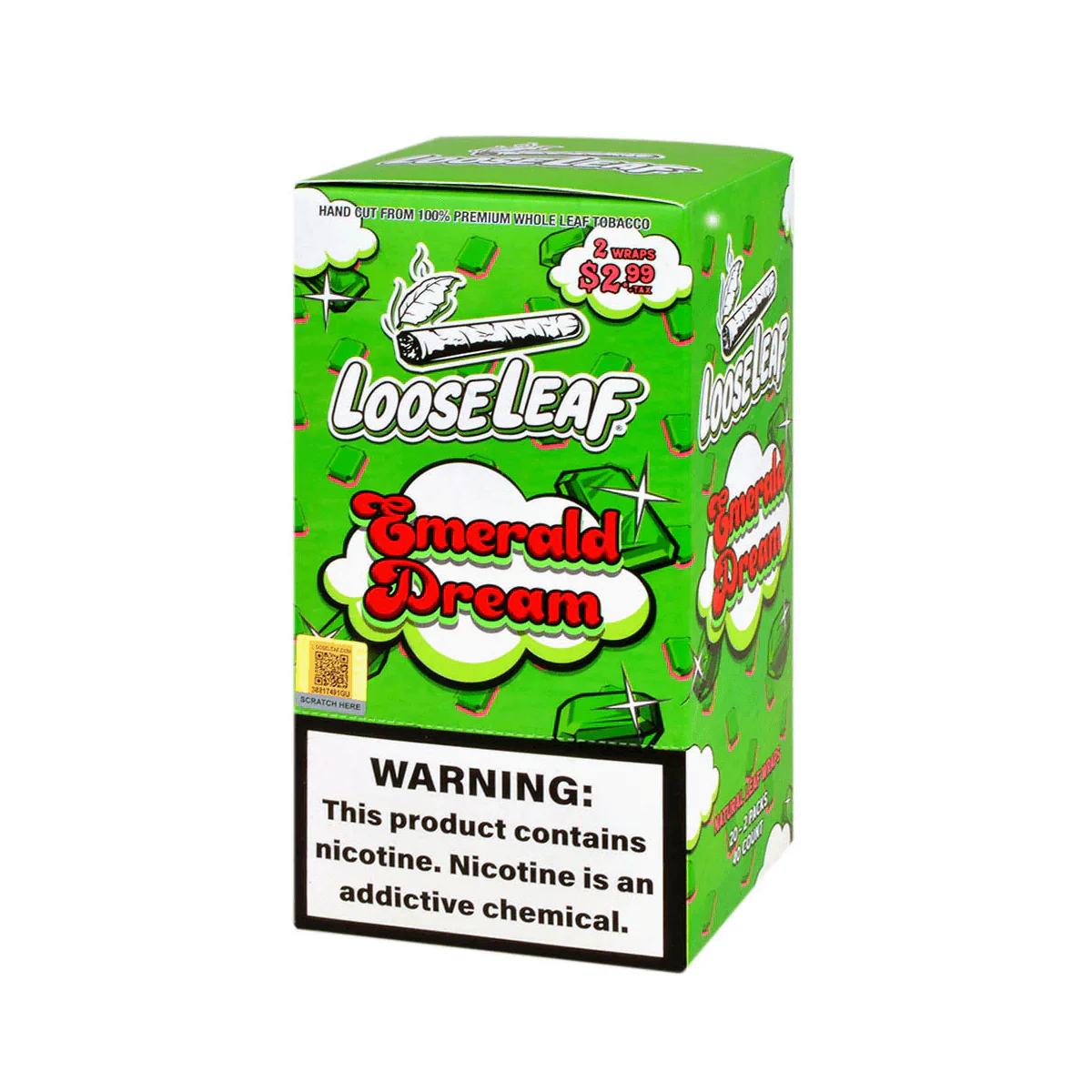 Looseleaf Emerald Dream Wrap – Premium Fronto Leaf, Cool Mint Flavor, Smooth & Slow Burn, Natural Tobacco, Resealable Pouch, Hand-Selected Quality