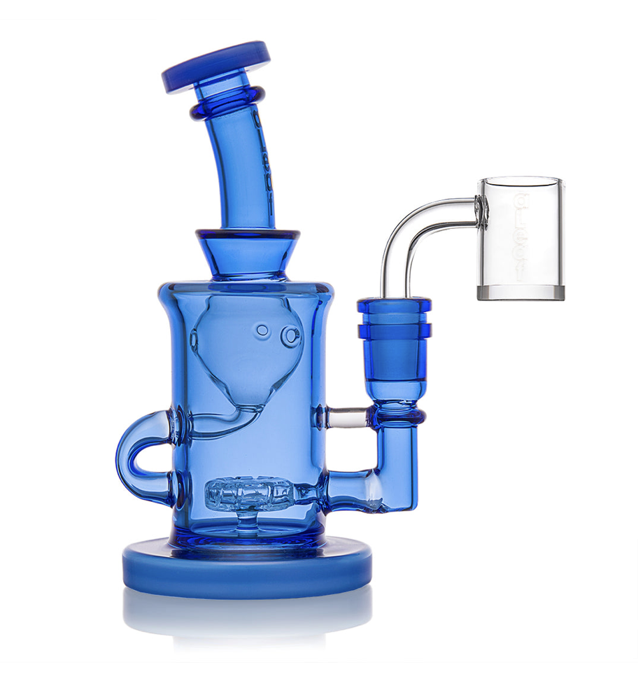 Aleaf Color UFO Perc Recycler Dab Rig – Blue | Borosilicate Glass Concentrate Rig with UFO Percolator & Recycler System | Smooth & Flavorful Dab Experience