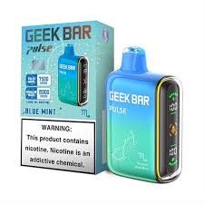 Geek Bar Pulse 15000 Puff Disposable Vape – Blue Mint Flavor – Rechargeable E-Cigarette with Dual Mesh Coil – Long-Lasting & Smooth Nicotine – Authentic, Leakproof Design