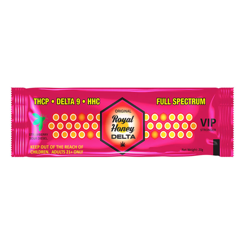 Royal Honey Delta 9 – Strawberry Sour Diesel Infused – Natural Relaxation & Mood Support – Delta-9 THC Infused Honey – 10mg Per Serving – 1oz Bottle