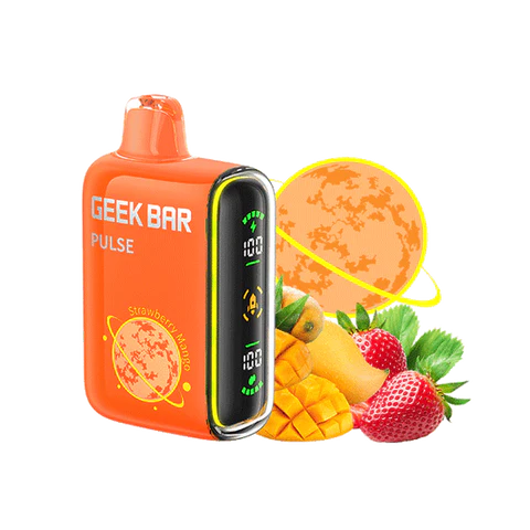 Geek Bar Pulse 15000 Puff Disposable Vape – Strawberry Mango Flavor – Rechargeable E-Cigarette with Dual Mesh Coil – Tropical & Juicy Fruit Blend – Leakproof & Authentic Design