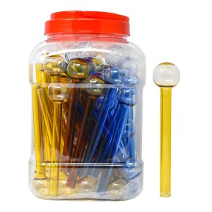 -Inch Clear Glass Oil Burner Pipes – 60 Count Jar | Thick Heat-Resistant Glass | Straight Tube Design | Bulk Pack for Smoke Shops, Resale, or Personal Use | Model 55767