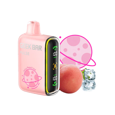 Geek Bar Pulse 15000 Puff Disposable Vape – Juicy Peach Ice Flavor – Rechargeable E-Cigarette with Dual Mesh Coil – Sweet & Cool Peachy Blend – Leakproof & Authentic Design