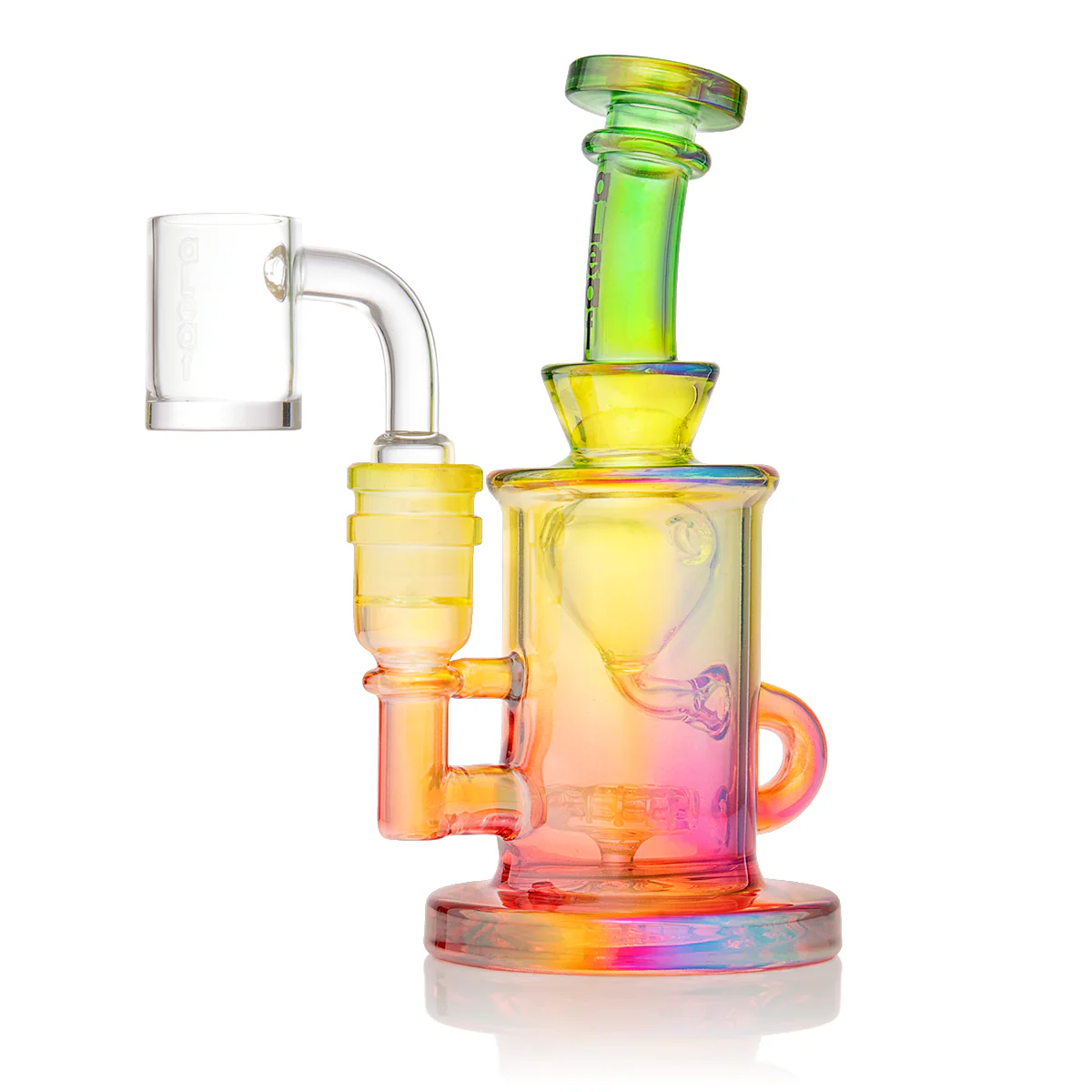Aleaf Color UFO Perc Recycler Dab Rig – Rasta | Red-Yellow-Green Glass Rig with UFO Percolator & Recycler System | Bold Borosilicate Dab Rig for Smooth, Cool Hits