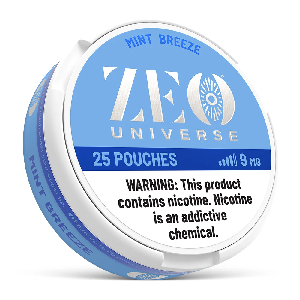 Zeo Mint Breeze 9mg Nicotine Pouches – Strong Mint Flavor, Tobacco-Free & Spit-Free – 15 Pouches Per Can – Smokeless, Discreet Oral Nicotine for Experienced Users Seeking Clean Satisfaction