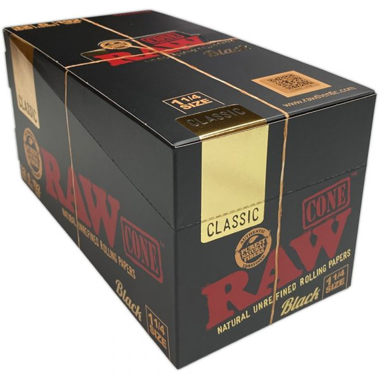 RAW Black Classic 1¼ Size Cones – 32 Pack – Ultra-Thin Pre-Rolled Cones – Unbleached, Slow Burning & Easy to Fill – Purest Smoking Experience