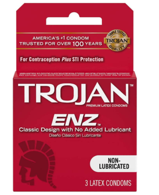 Trojan ENZ Non-Lubricated Condoms – Straight-Walled Latex Condoms with No Lubricant – Customize Your Experience – Reliable Protection, Comfortable Fit & Trusted Trojan Quality.