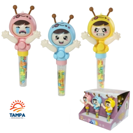 Girl Turning Face Toy Candy – GM Toy Candy – Cute Spinning Doll with Sweet Candy Treat – Fun Party Favor, Birthday Gift, Easter Basket Stuffer for Kids – Tampawholesaleinc