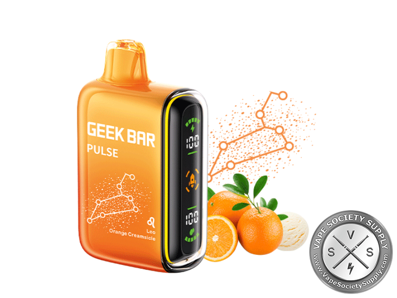 Geek Bar Pulse 15000 Puff Disposable Vape – Orange Creamsicle Flavor – Rechargeable E-Cigarette with Dual Mesh Coil – Creamy Citrus Dessert Blend – Leakproof & Authentic Design