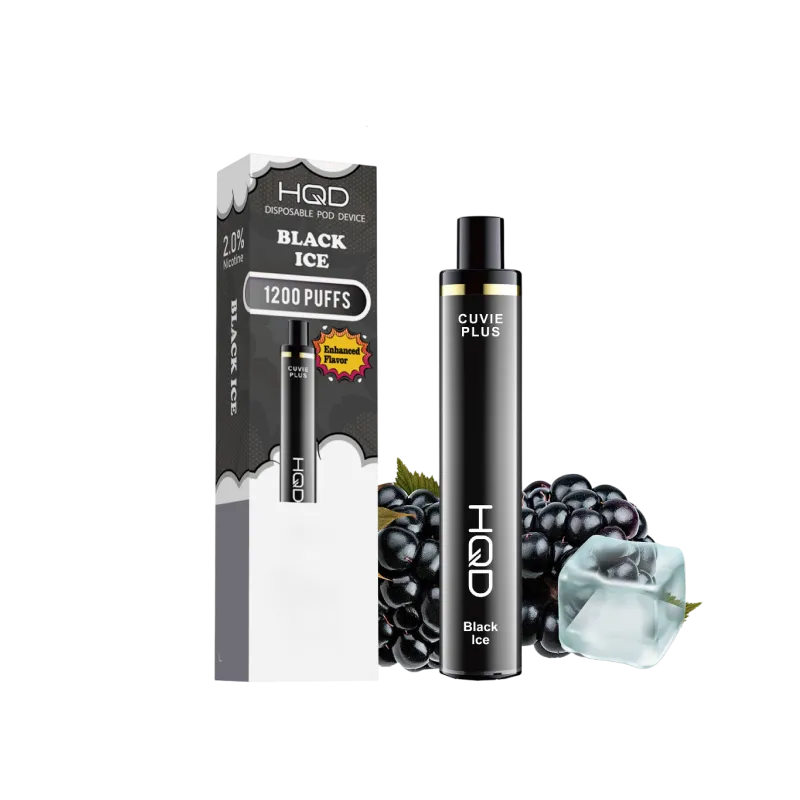 HQD Cuvie Plus Black Ice – 1200 Puffs Disposable Vape Pen | Menthol Blackberry Flavor | Compact Design | Smooth Draw | Long-Lasting Nicotine Vaporizer | Ready to Use – 1 Count