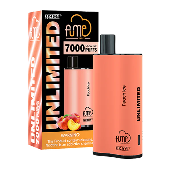 Fume Unlimited Peach Ice – Disposable Vape | Up to 7000 Puffs | 5% Nicotine Salt | Refreshing Peach Flavor with Icy Menthol | Rechargeable | Long-Lasting Performance