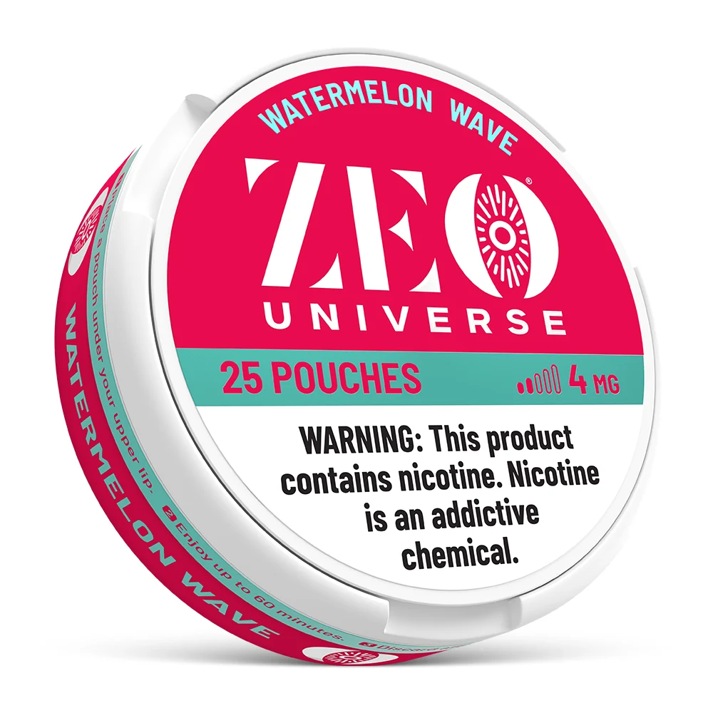 Zeo Watermelon Wave 4mg Nicotine Pouches – Light Strength, Fresh Watermelon Flavor – Tobacco-Free, Smokeless, Spit-Free – 15 Pouches Per Can for a Refreshing Nicotine Experience