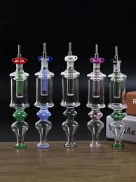 4" Mini Nectar Collector – Portable Glass Dab Straw with Titanium Tip | Concentrate Pipe for Wax & Oils | Durable Borosilicate Glass | Travel-Friendly (Blue)
