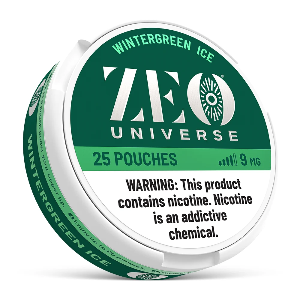 Zeo Wintergreen Ice 9mg Nicotine Pouches – Strong Wintergreen Mint Flavor – Tobacco-Free, Smokeless, Spit-Free – 15 Pouches Per Can for Clean, Cool Nicotine Satisfaction