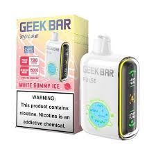 Geek Bar Pulse 15000 Puff Disposable Vape – White Gummy Ice Flavor – Rechargeable E-Cigarette with Dual Mesh Coil – Sweet Candy with a Cool Twist – Leakproof & Authentic Design