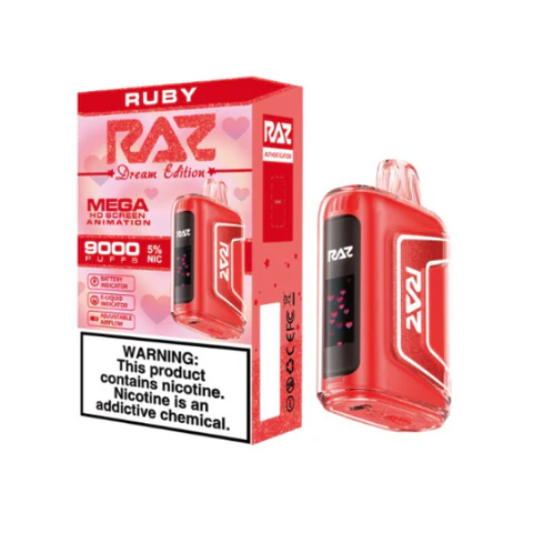 Raz TN 9000 Puff Disposable Vape – 5 Pack Ruby Flavor | Bold Berry-Cherry Fusion – Rechargeable, Pre-Filled E-Liquid, Smooth Nicotine | Long-Lasting Vape Pen for Adults – 9000 Puffs Each