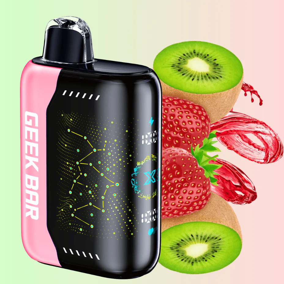 Geek Bar Pulse X 25000 Strawberry Kiwi Ice – Disposable Vape | Up to 25,000 Puffs | 5% Nic Salt | Strawberry & Kiwi Menthol Flavor | Dual Mesh Coil | Turbo & Eco Modes | Rechargeable | LED Display