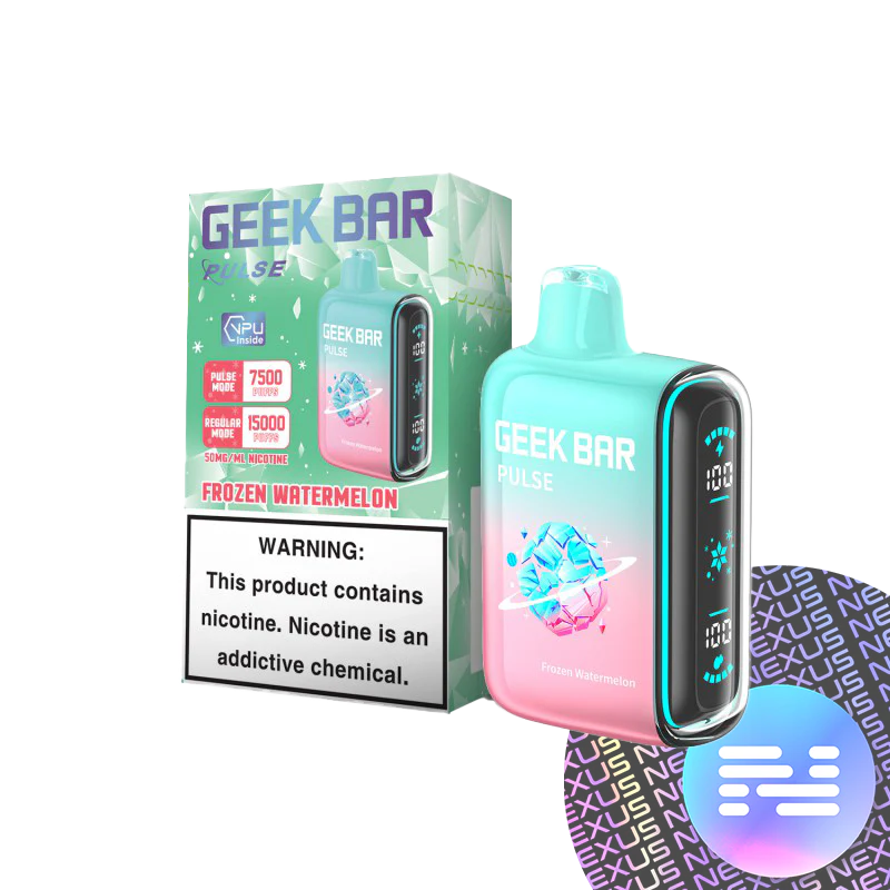 Geek Bar Pulse 15000 Puff Disposable Vape – Frozen Watermelon Flavor – Rechargeable E-Cigarette with Dual Mesh Coil – Icy & Juicy Fruit Blend – Leakproof & Authentic Design