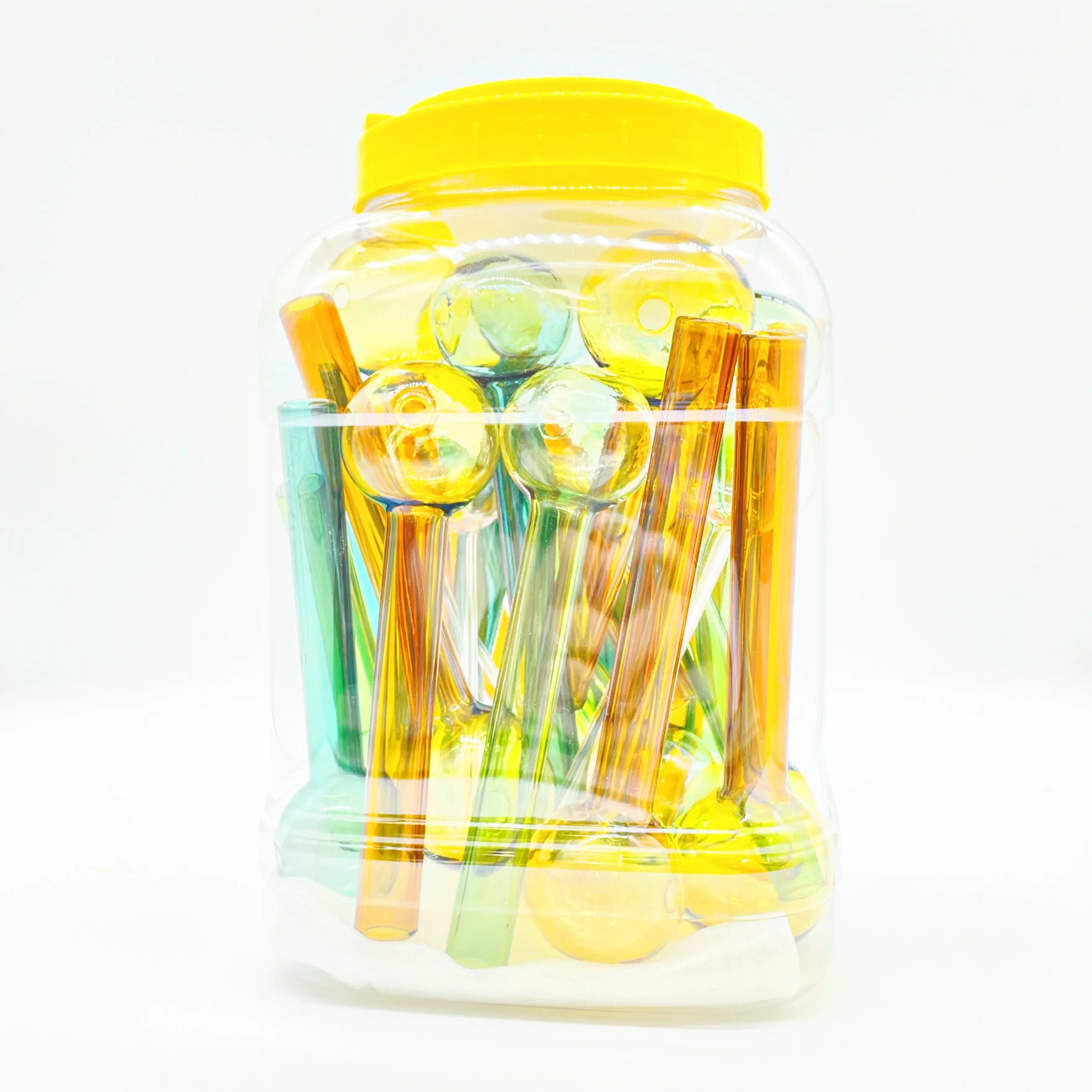 8-Inch Glass Oil Burner Pipes – 40 Count Jar | Long Neck Design | Durable Heat-Resistant Glass | Bulk Smoking Accessories for Shops, Resale, or Personal Use | PG229