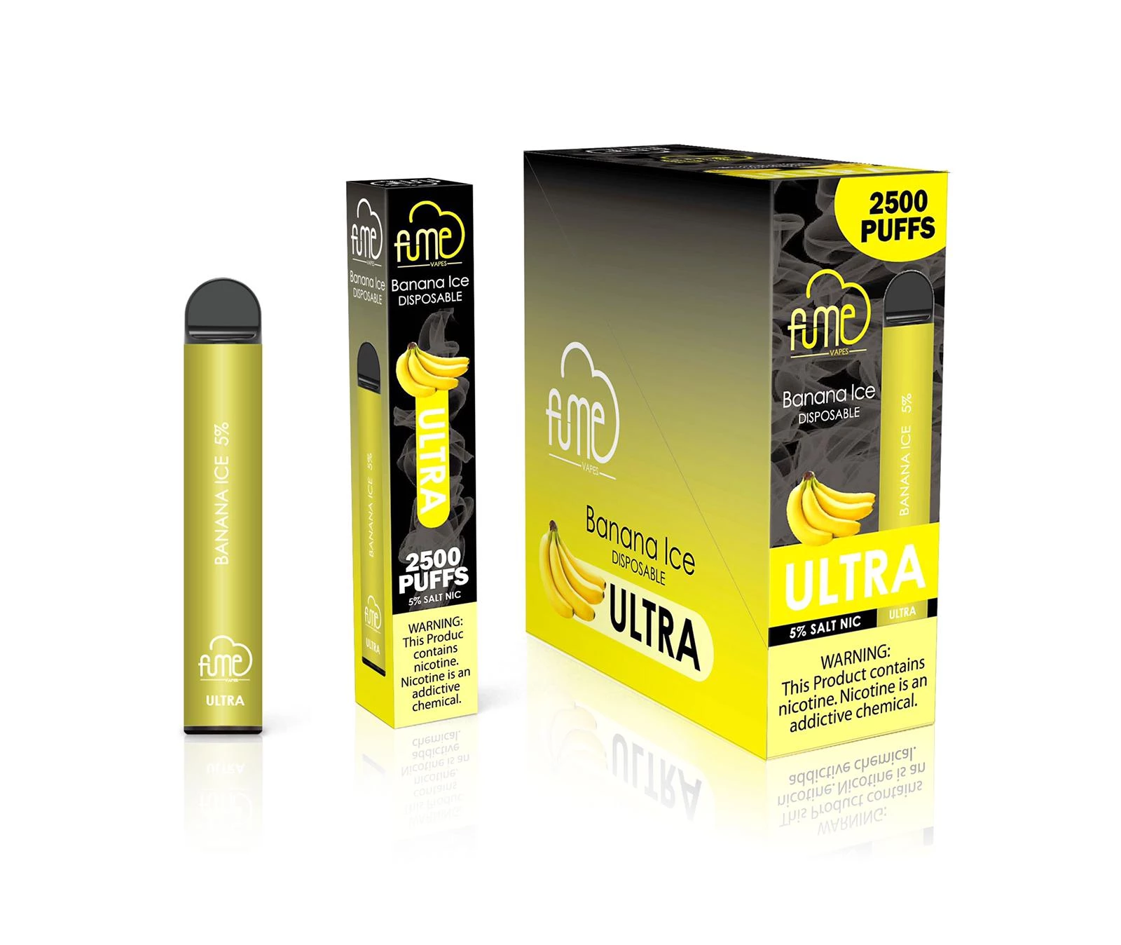 Fume Ultra 2500 Banana Ice – Disposable Vape | 10 Pack | Up to 2500 Puffs | 5% Nicotine Salt | Sweet Banana with Cool Ice Finish | Ready to Use – No Charging Required