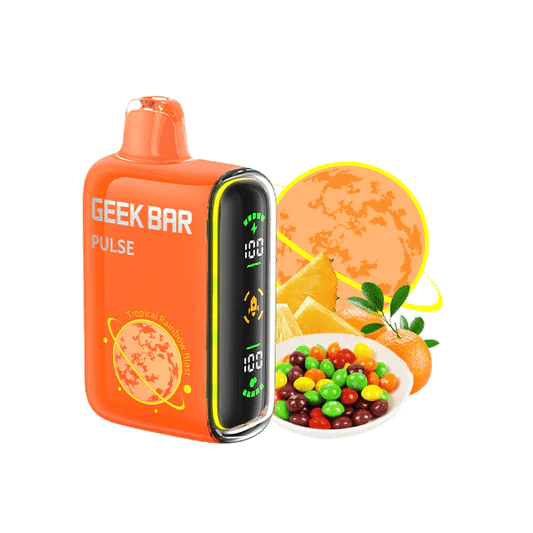 Geek Bar Pulse 15000 Puffs Disposable Vape â€“ Tropical Rainbow Blast Flavor, Dual Mode, Full-Screen Display, Rechargeable, Long-Lasting, Smooth Hit, High Capacity E-Cigarette