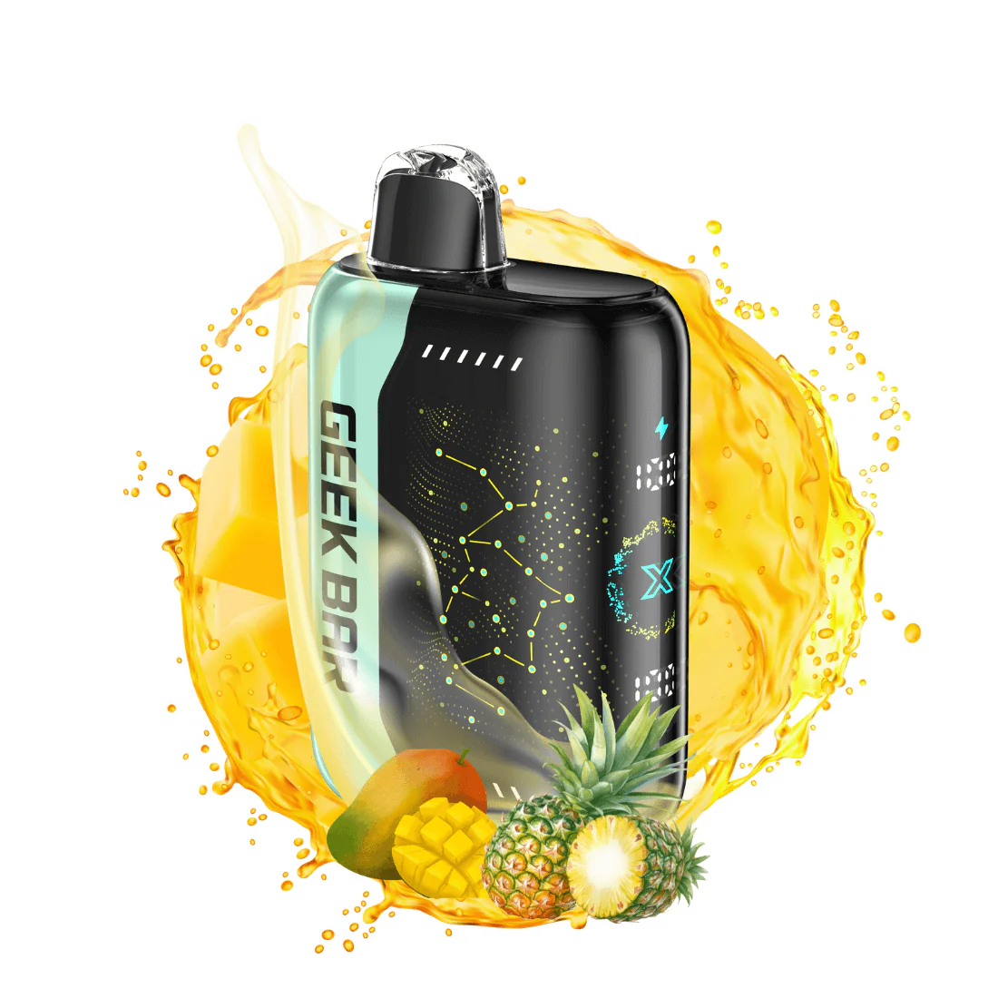 Geek Bar Pulse X 25000 Sour Mango Pineapple – Disposable Vape | Up to 25,000 Puffs | Dual Mesh Coil | Turbo & Eco Modes | 5% Nicotine Salt | Tropical Sour Flavor | Rechargeable | LED Display