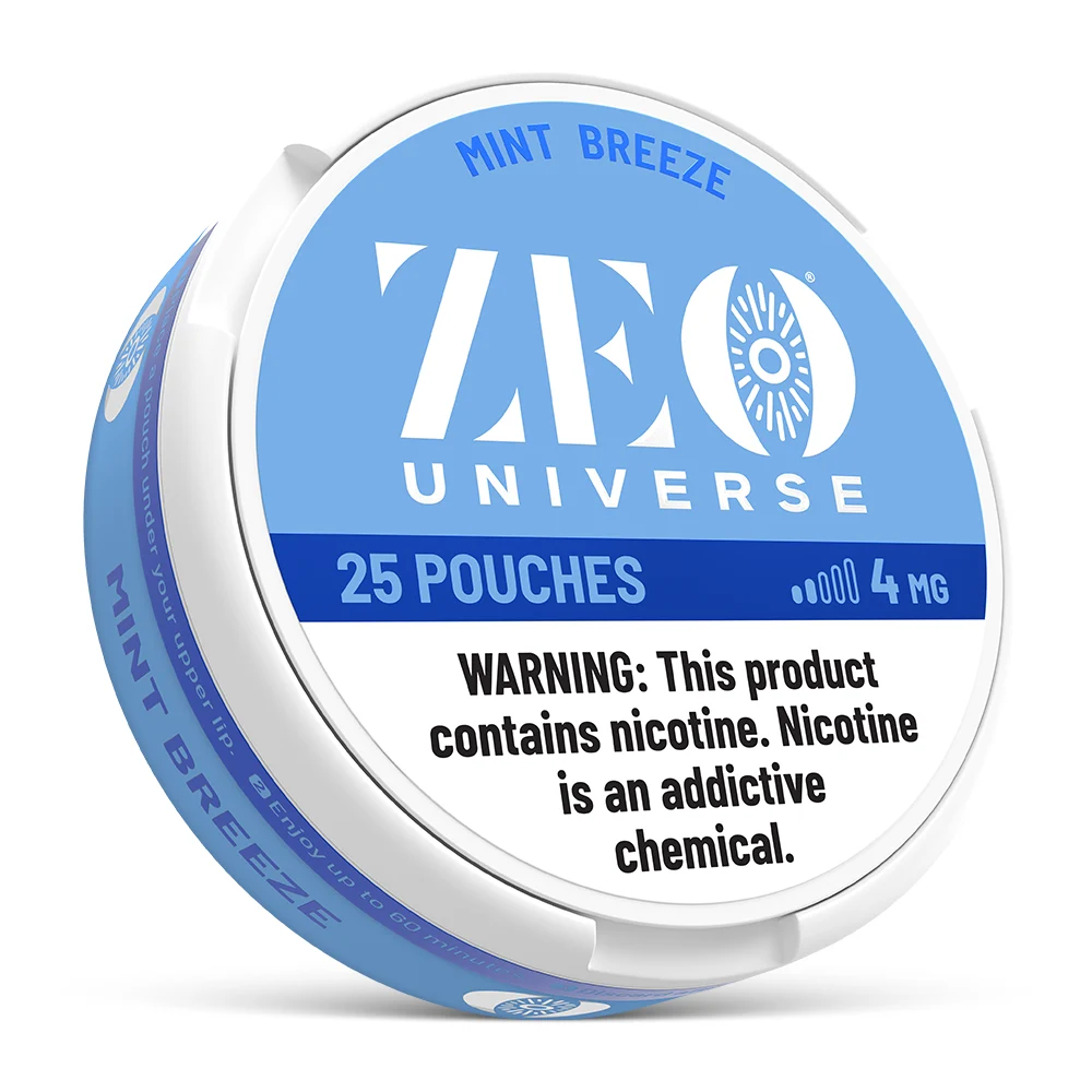 Zeo Mint Breeze 4mg Nicotine Pouches – Light Strength, Tobacco-Free Mint Flavor – 15 Pouches Per Can – Spit-Free, Smokeless & Discreet Oral Nicotine for a Fresh Everyday Lift