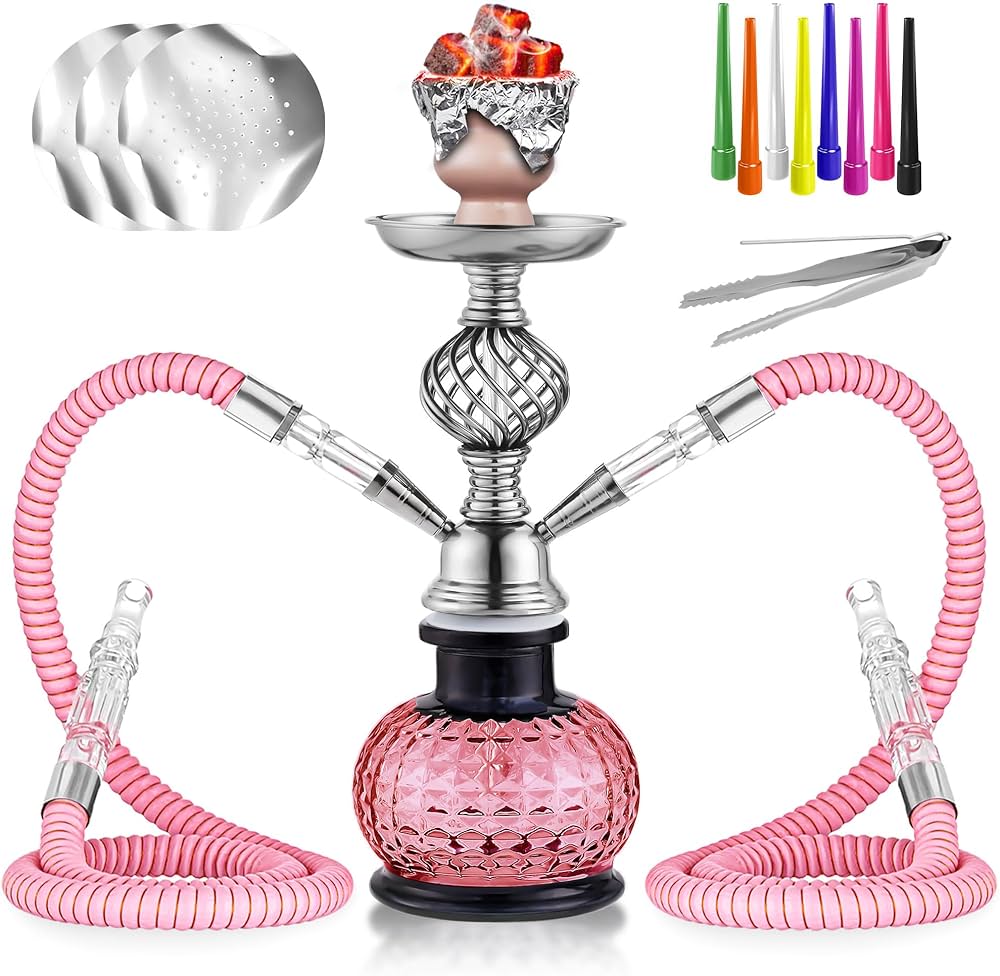 12" Aluminum Double Tree Water Pipe – Pink Dual Percolator Hookah | Lightweight & Durable Metal Build | Smooth Hits | Packaged in Box #11 | Model AL2057PI