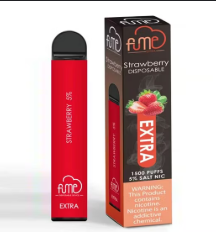 Fume Extra 1500 Puffs – Strawberry Disposable Vape | 10 Count Box | Sweet & Juicy Strawberry Flavor | Pre-Filled, 5% Nicotine, Long-Lasting Disposable Vape