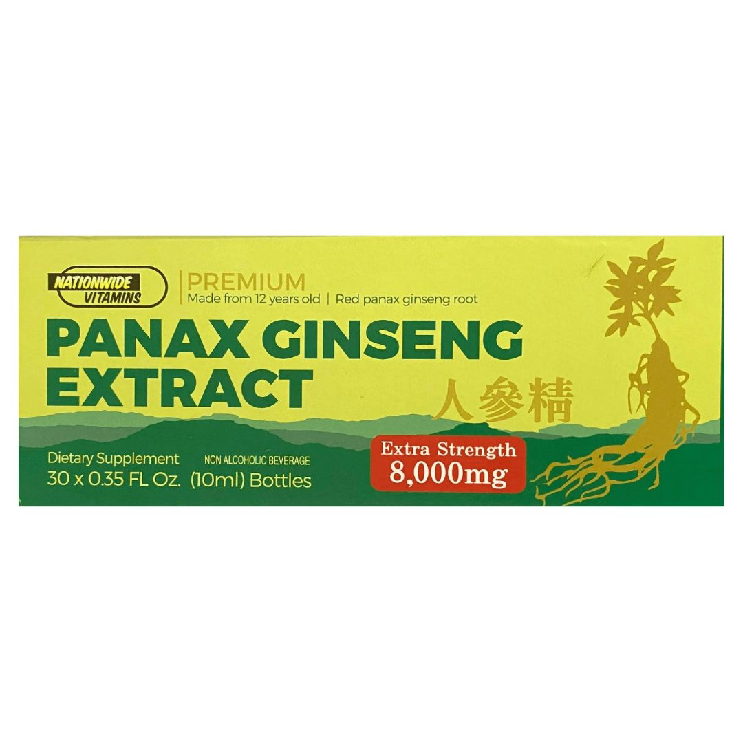 Nationwide Vitamin Panax Ginseng Extract 30 X 0.35Fl – Korean Red Ginseng Supplement – Standardized for Ginsenosides – Natural Energy, Focus & Immune Support – Premium Herbal Formula