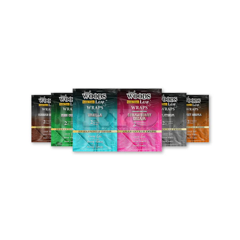 Good Times Woods Leaf Wraps – Natural Tobacco Wraps – Assorted Flavors – Slow-Burning, Smooth Taste for a Premium Smoking Experience