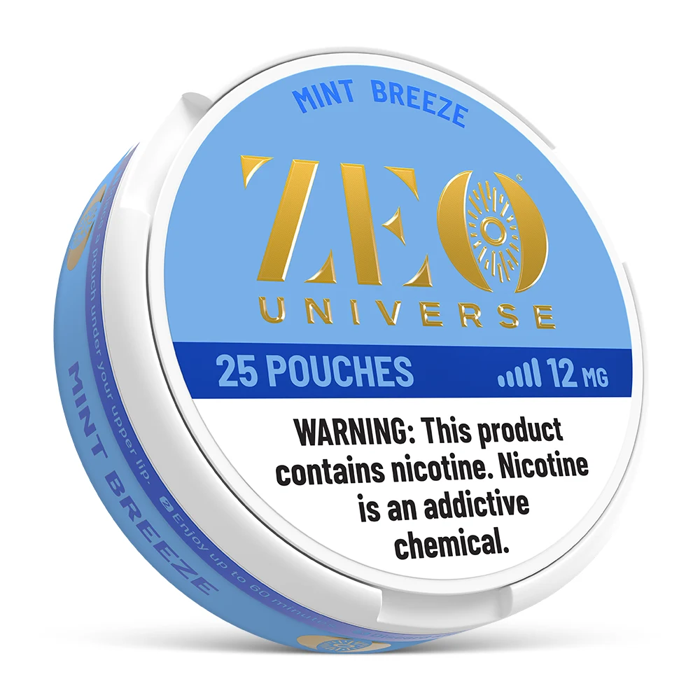 Zeo Mint Breeze 12mg Nicotine Pouches – Extra Strong, Tobacco-Free Mint Flavor – 15 Pouches Per Can – Spit-Free, Smokeless, Discreet Nicotine Alternative for Intense Mint Satisfaction