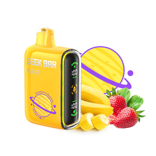 Geek Bar Pulse 15000 Puff Disposable Vape – Strawberry Banana Flavor – Rechargeable E-Cigarette with Dual Mesh Coil – Creamy & Fruity Blend – Leakproof & Authentic Design