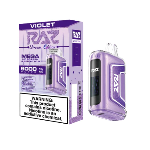 Raz 9000 Puff Disposable Vape – Violet Flavor | Floral Berry Fusion – Up to 9000 Puffs, Rechargeable, Pre-Filled E-Liquid | Smooth Nicotine Hit | Premium Disposable Vape Pen for Adults