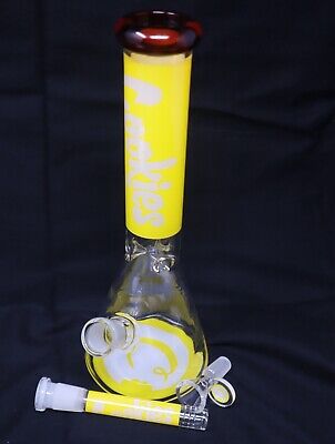 8.5" The Tribal Beaker Glass Water Pipe – Yellow (AL6221YE) | Classic Borosilicate Beaker Bong with Tribal Print | Durable Glass Piece for Dry Herb or Wax