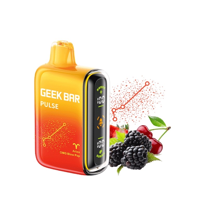 Geek Bar Pulse 15000 Puff Disposable Vape – OMG Blow Pop Flavor – Rechargeable E-Cigarette with Dual Mesh Coil – Sweet & Tart Candy Vape – Leakproof & Authentic Design