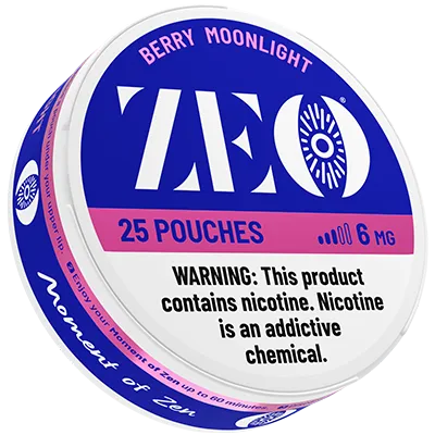 Zeo Berry Moonlight 6mg Nicotine Pouches – Extra Strength, Tobacco-Free, Long-Lasting Flavor, Discreet & Smokeless – 15 Pouches Per Can – Fresh Berry Taste – Spit-Free Nicotine Alternative
