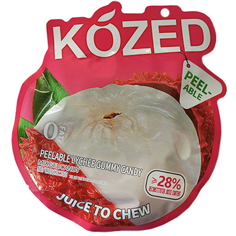 Kozed Lychee Gummy Candy – Exotic Lychee Flavor, Soft Chew, Resealable Pack, Made with Real Fruit Juice, Perfect for Tropical Fruit Lovers