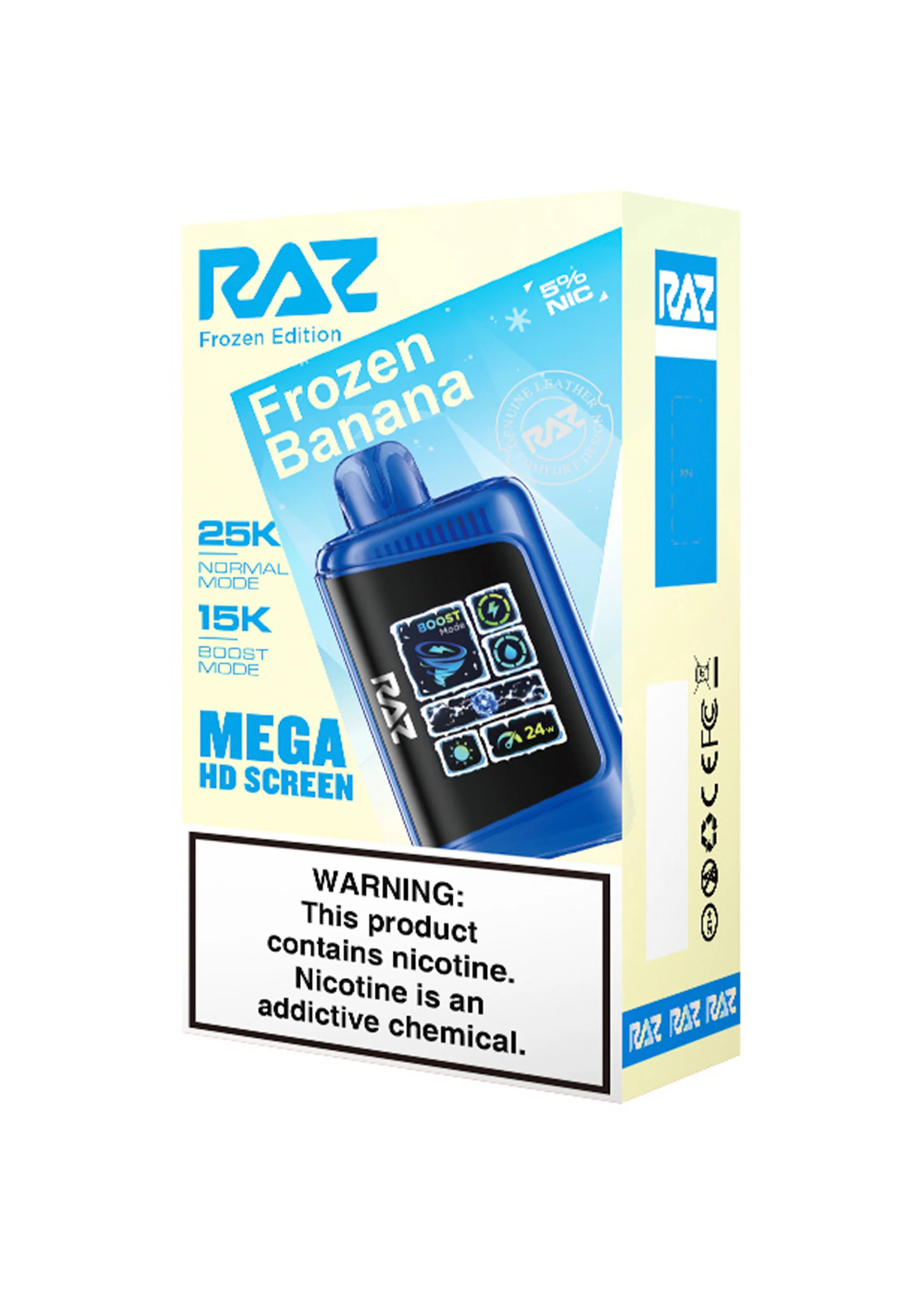 Raz LTX25K Puff Disposable Vape Frozen Banana Flavor | Creamy Banana & Icy Menthol Blend 25,000 Puffs, USB-C Rechargeable, Pre-Filled E-Liquid | Smooth, Refreshing High-Capacity Nicotine Vape Pen for Adults