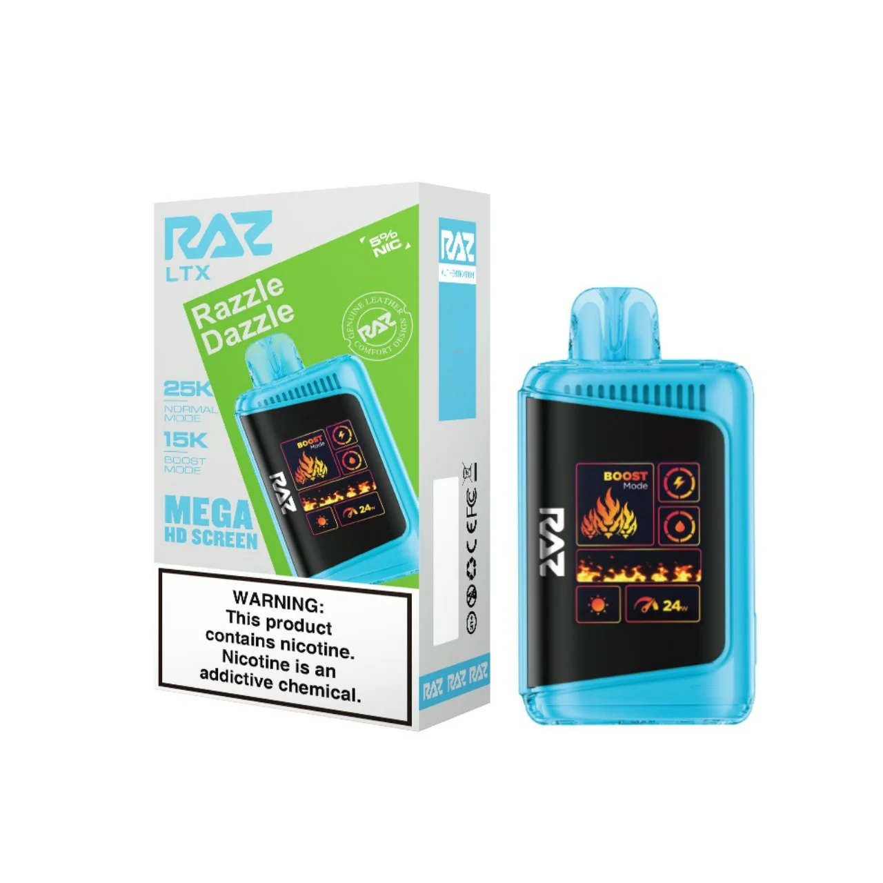 Raz LTX25K Puff Disposable Vape Razzle Dazzle Flavor | Mixed Berry Candy Blend 25,000 Puffs, USB-C Rechargeable, Pre-Filled E-Liquid | Bold, Sweet High-Capacity Nicotine Vape Pen for Adults
