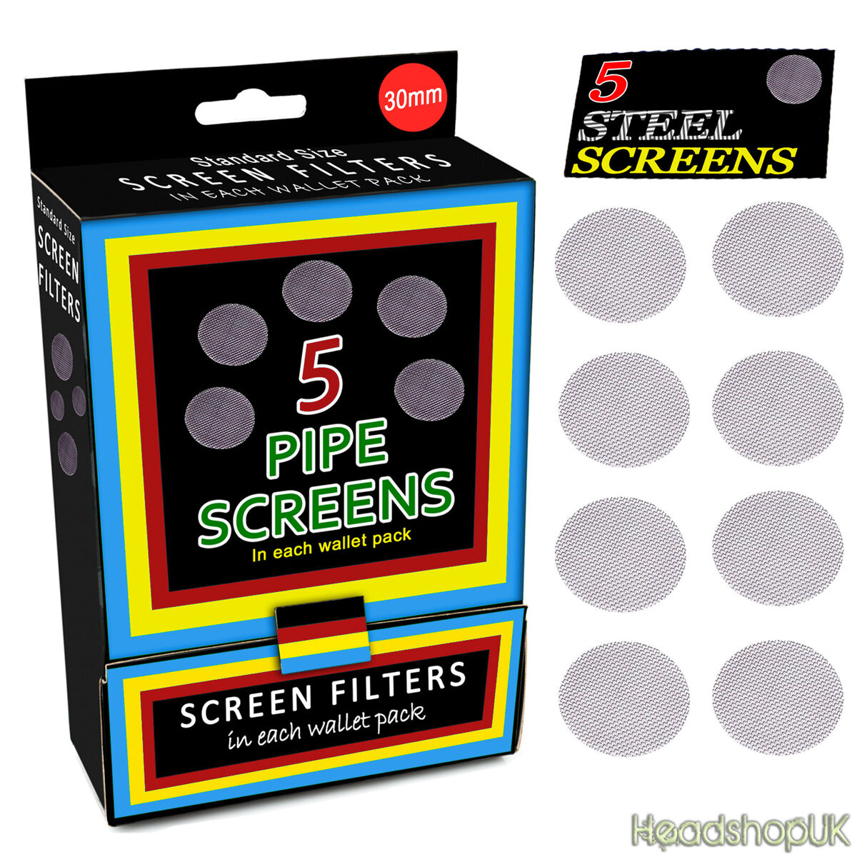 Pipe Screens – 5-Pack Red Box | Premium Metal Pipe Filter Screens for Glass & Metal Pipes | Prevents Ash & Debris | Durable, Heat-Resistant, Easy to Use