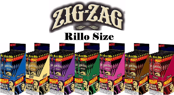 Zig-Zag Rillo Size Wraps – Blueberry, Straight Up, Purple, Grape, Green, Sweet, Gold – Premium Mini Tobacco Wraps
