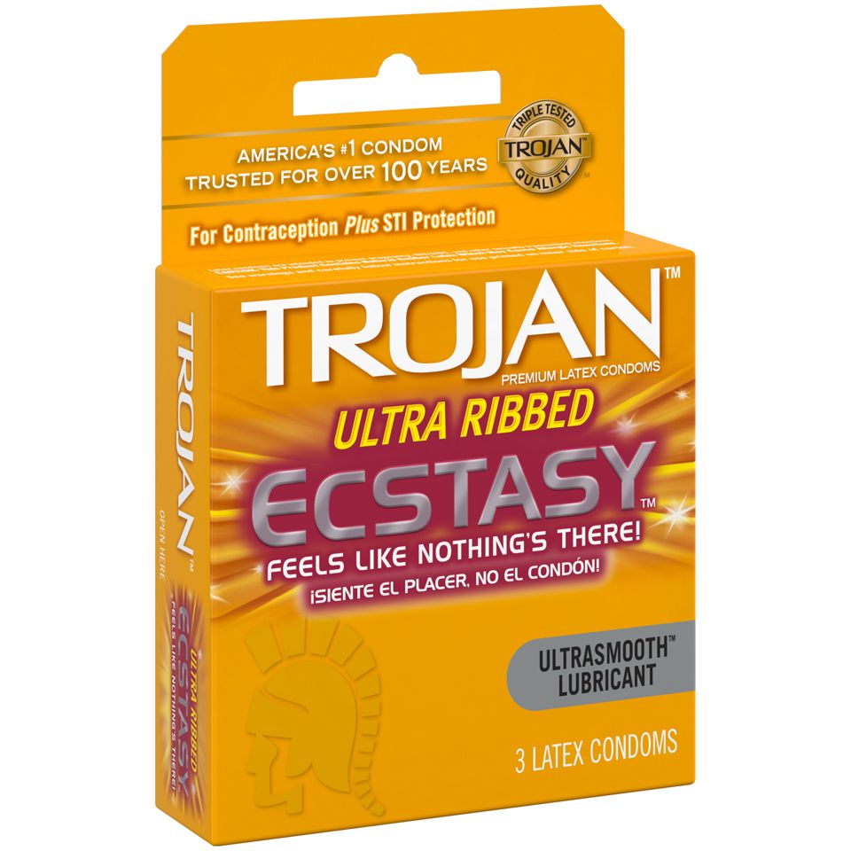 Trojan Ecstasy Condoms 6 Count – Comfort Fit, Lubricated Latex Condoms for Men – UltraSmooth Lubrication Inside & Out – Premium Pleasure & Protection – Individually Wrapped