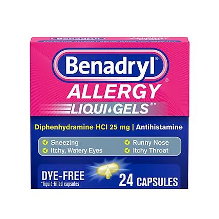 Benadryl Allergy Relief Tablets – Fast-Acting Antihistamine for Hay Fever, Sneezing, Itchy Eyes, Skin Allergies & Runny Nose – 24 Tablets