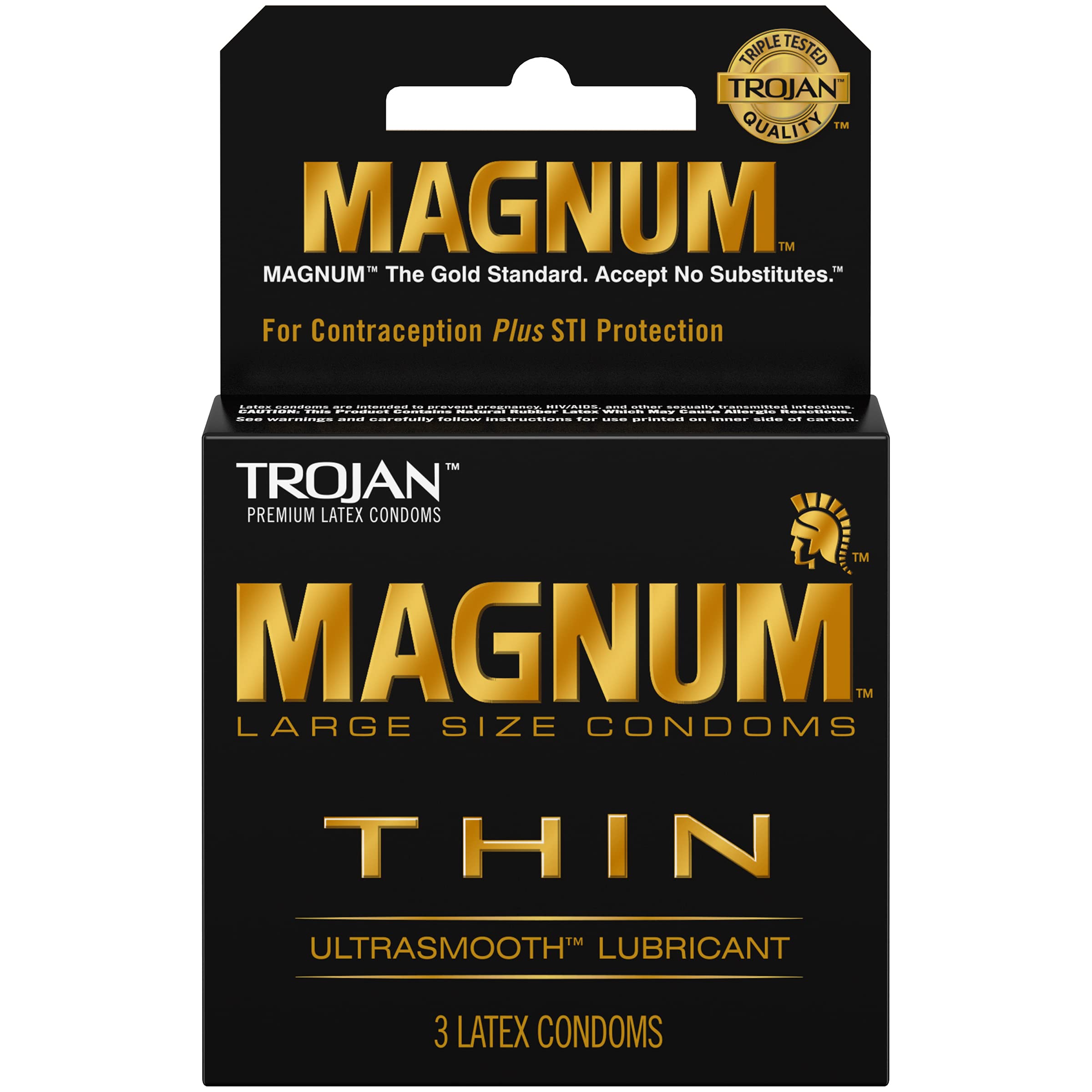 Trojan Magnum Thin Condoms 6 Count – Large Size Latex Condoms for Men – Thinner for Enhanced Sensitivity – Lubricated, Secure Fit – Premium Protection – 1/8