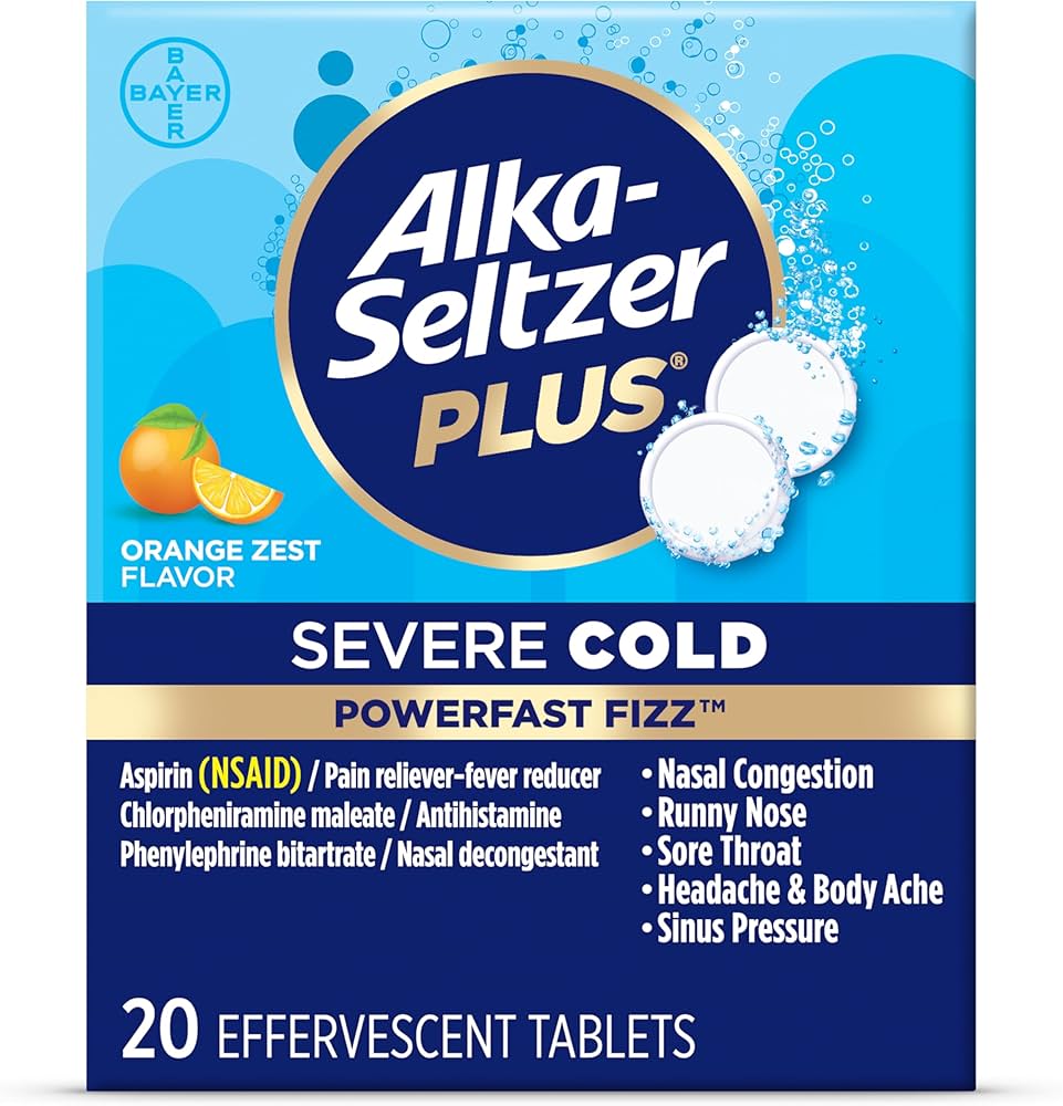 Alka-Seltzer Plus Severe Cold & Flu – 2 Pack – Multi-Symptom Relief for Congestion, Cough, Sore Throat, Body Aches & Fever – Fast-Dissolving Effervescent Tablets