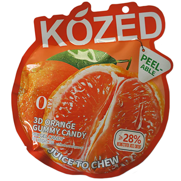 Kozed 3D Orange Gummy Candy – Realistic 3D Orange Shape, Juicy Orange Flavor, Soft Chew, Resealable Pack, Made with Real Fruit Juice