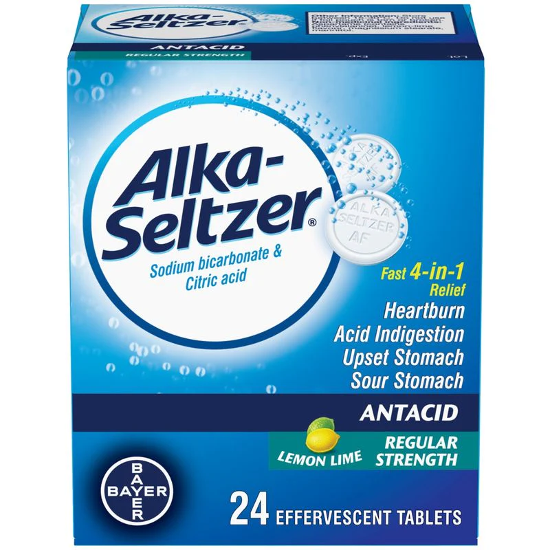 Alka-Seltzer Original Antacid & Pain Relief Tablets – Fast Relief for Heartburn, Acid Indigestion, Upset Stomach, and Headache – 48 Tablets (24 Pouches)
